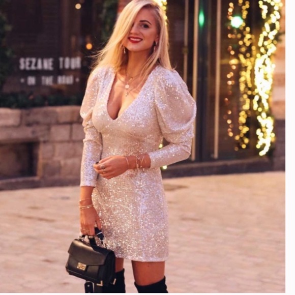 HP*Zara | Sequin Gold Sexy Party Dress - Picture 17 of 17